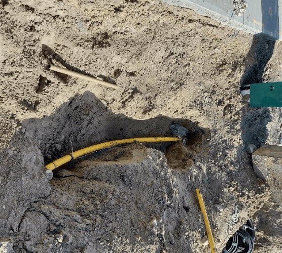 Dug-up and located gas line